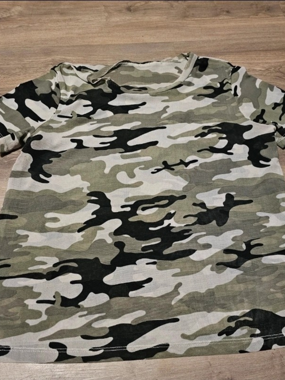 Women’s Camo Crop Top - Olive/Black Mesh See Through